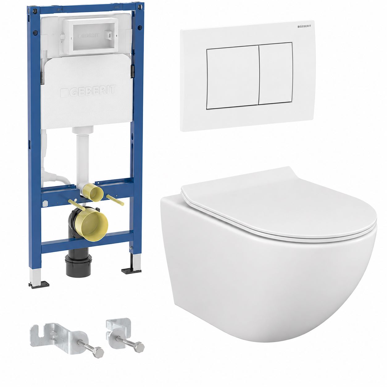 WC set 3u1, GEBERIT ugradni vodokotlić, OPTIMO šolja, bela tipka