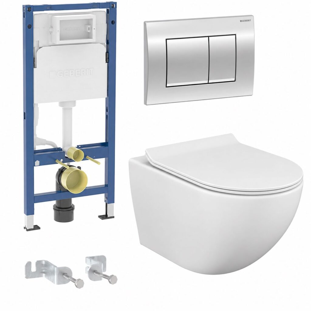 WC set 3u1, GEBERIT ugradni vodokotlić, OPTIMO šolja, hrom tipka
